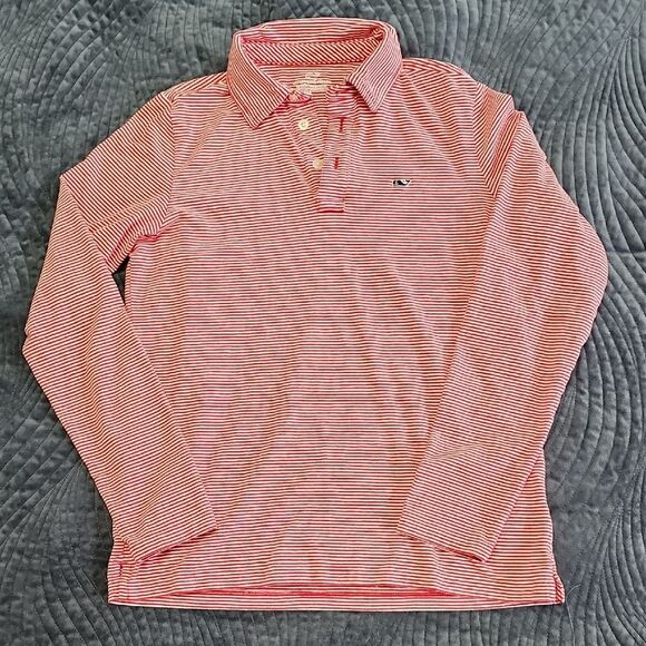 Vineyard Vines Kids Red Striped Polo Shirt - Picture 1 of 5